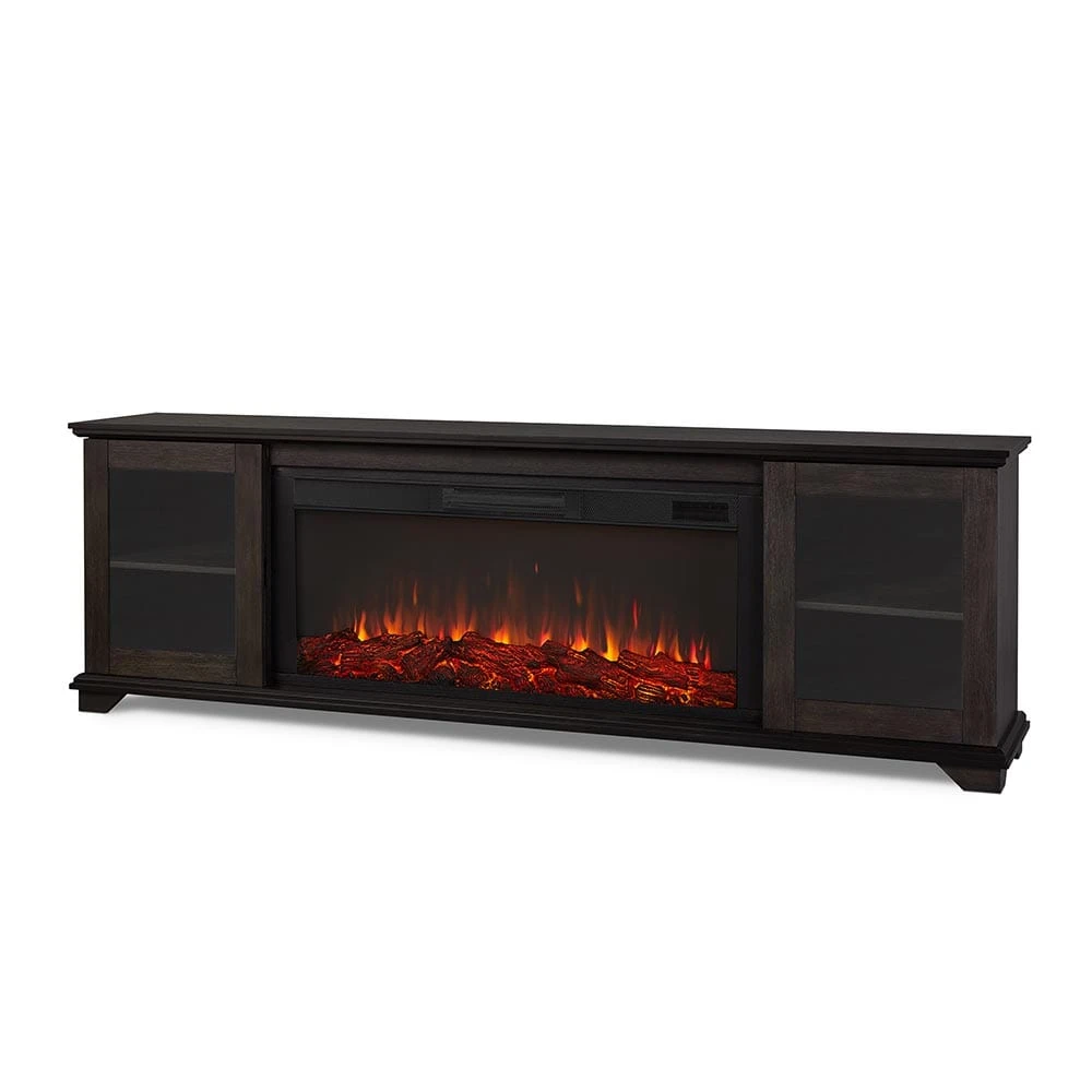 Benjamin Infrared Electric Fireplace TV Stand In Weathered Wood - Image 5