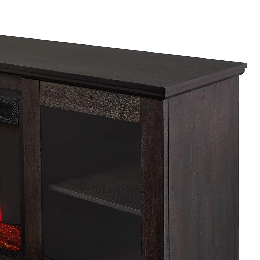 Benjamin Infrared Electric Fireplace TV Stand In Weathered Wood - Image 8