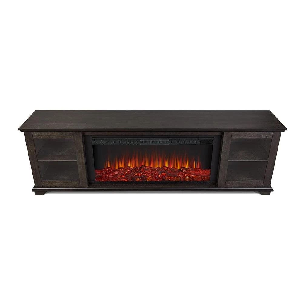 Benjamin Infrared Electric Fireplace TV Stand In Weathered Wood - Image 6
