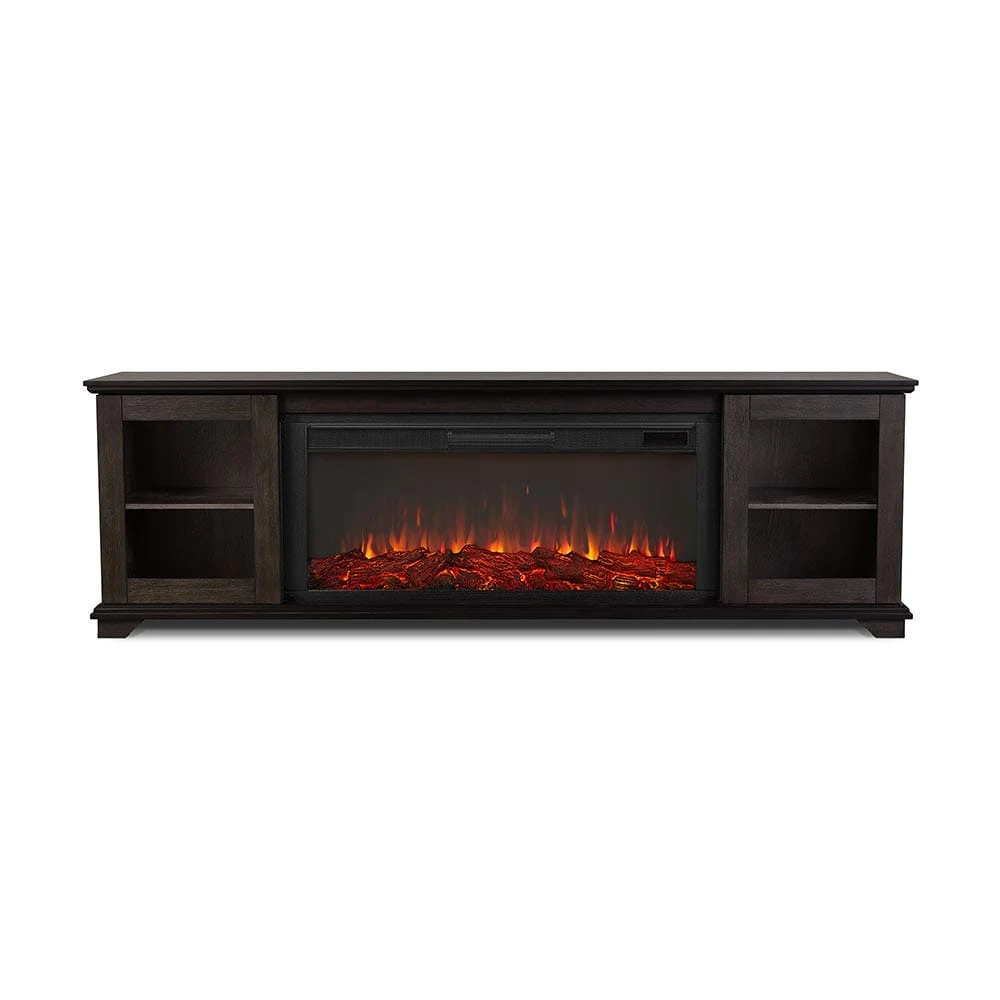 Benjamin Infrared Electric Fireplace TV Stand In Weathered Wood - Image 4