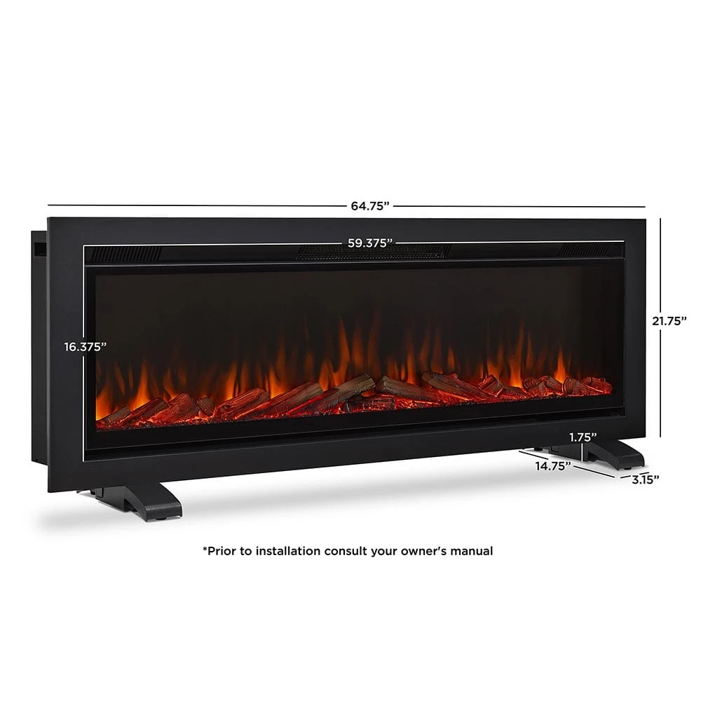 Real Flame 65-in Recessed/Wall Mounted Linear Infrared Electric Fireplace - Image 12