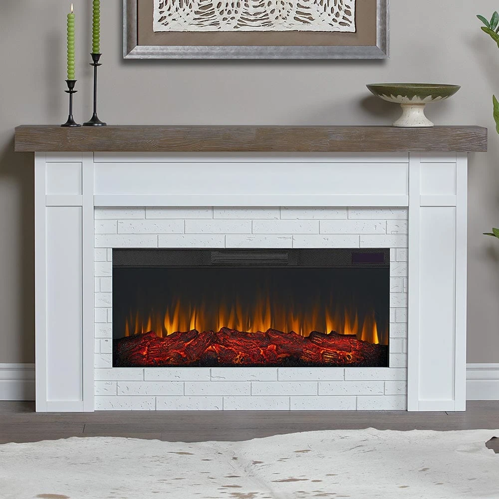 Cravenhall Infrared Electric Fireplace Mantel Package In White