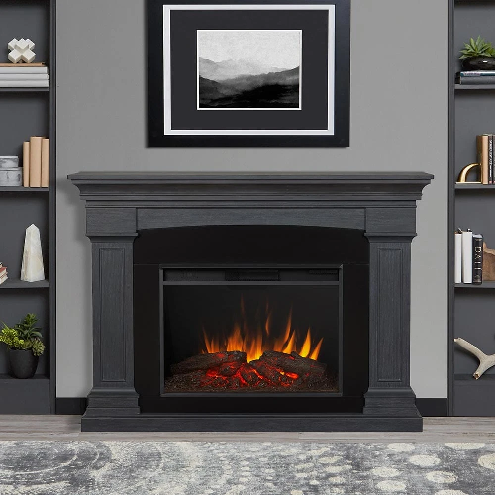Deland Grand Electric Fireplace Mantel Package In Gray