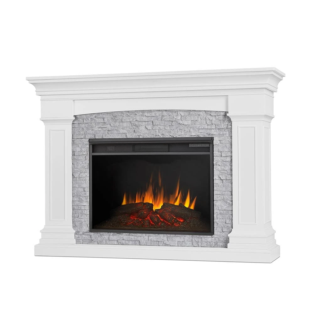 Deland Grand Electric Fireplace Mantel Package In White - Image 2