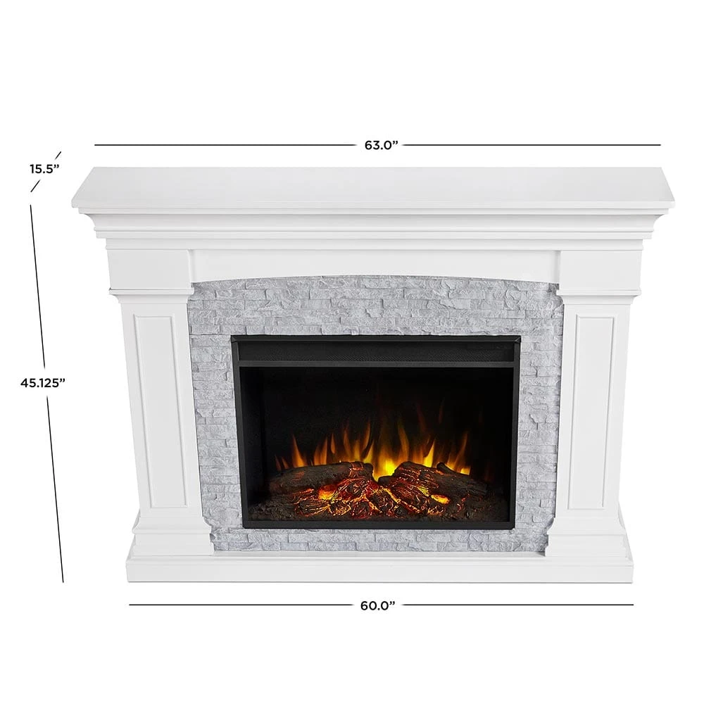 Deland Grand Electric Fireplace Mantel Package In White - Image 4