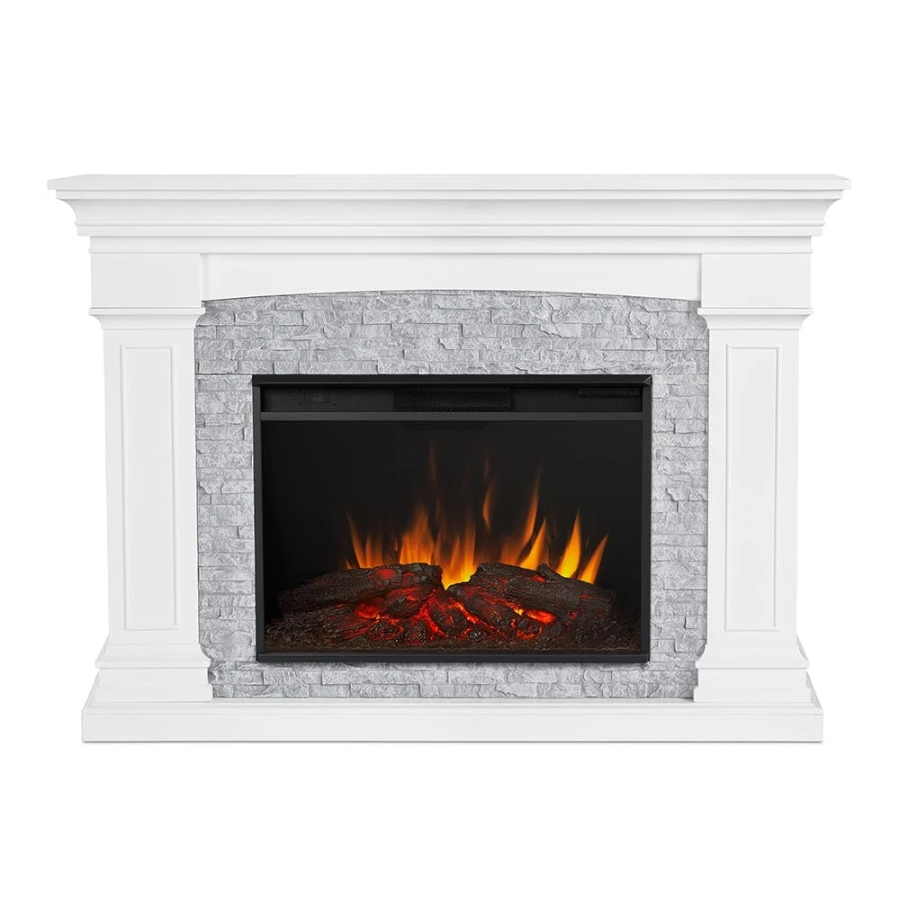Deland Grand Electric Fireplace Mantel Package In White - Image 3