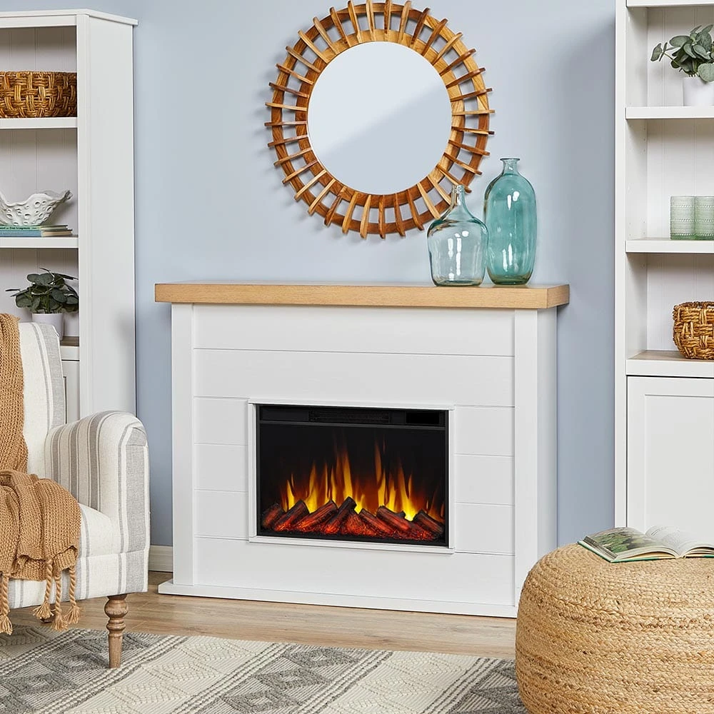 Real Flame Marshall Slim 49-in Electric Fireplace Mantel Package In White - Image 6