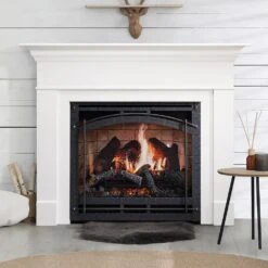 SimpliFire 36-in Inception Firebox With Wescott Mantel & Chateau Forge Decorative Front