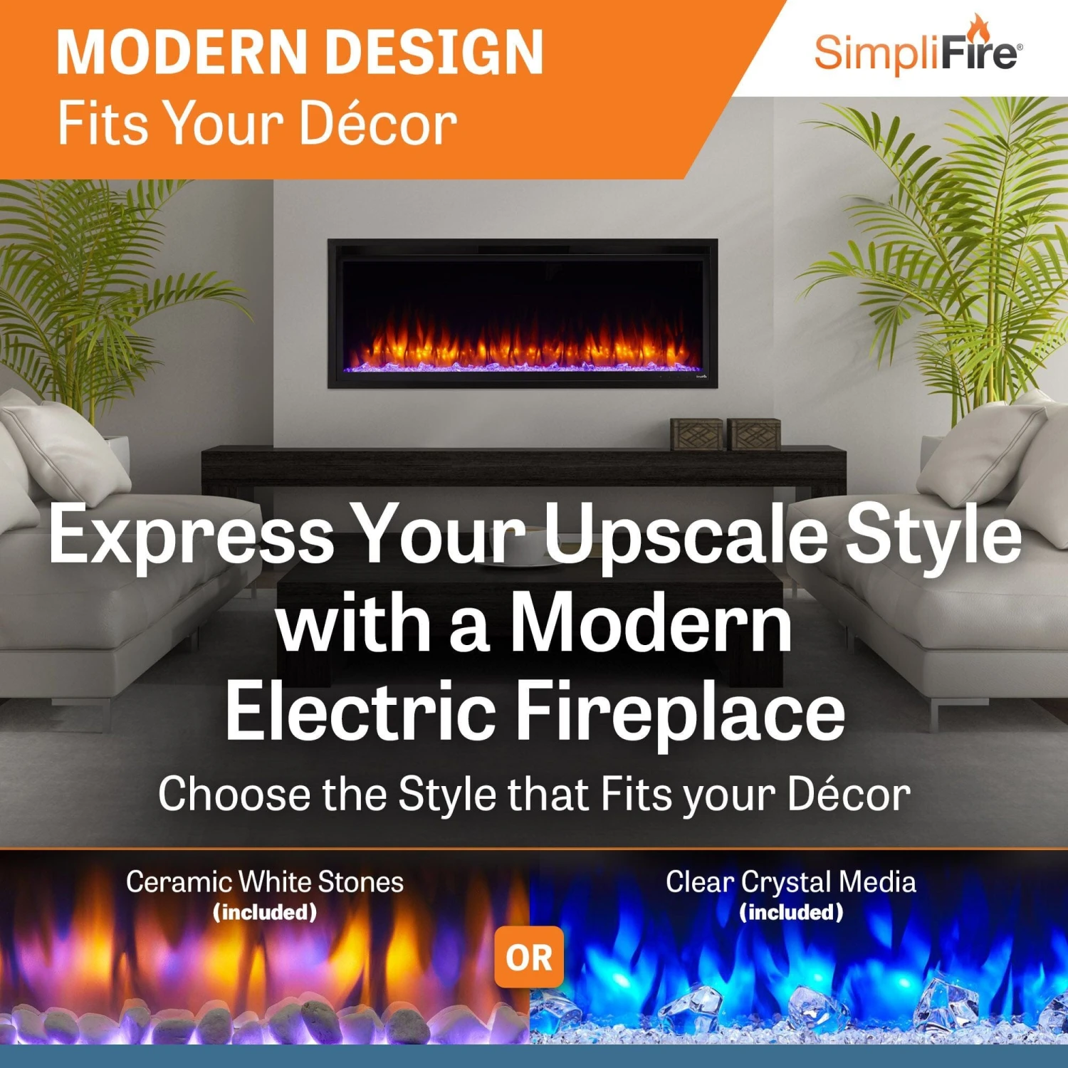 SimpliFire 50-in Allusion Platinum Wall Mount Electric Fireplace - Image 3