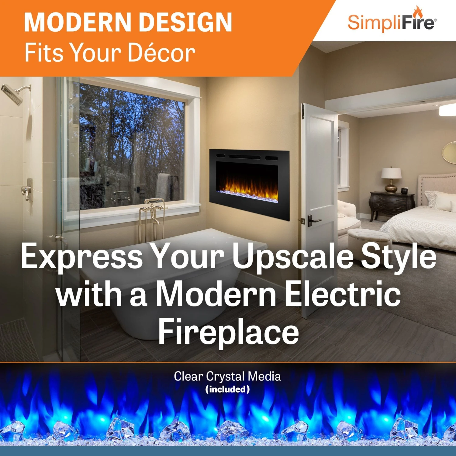 SimpliFire 40-in Allusion Wall Mount Electric Fireplace - Image 3