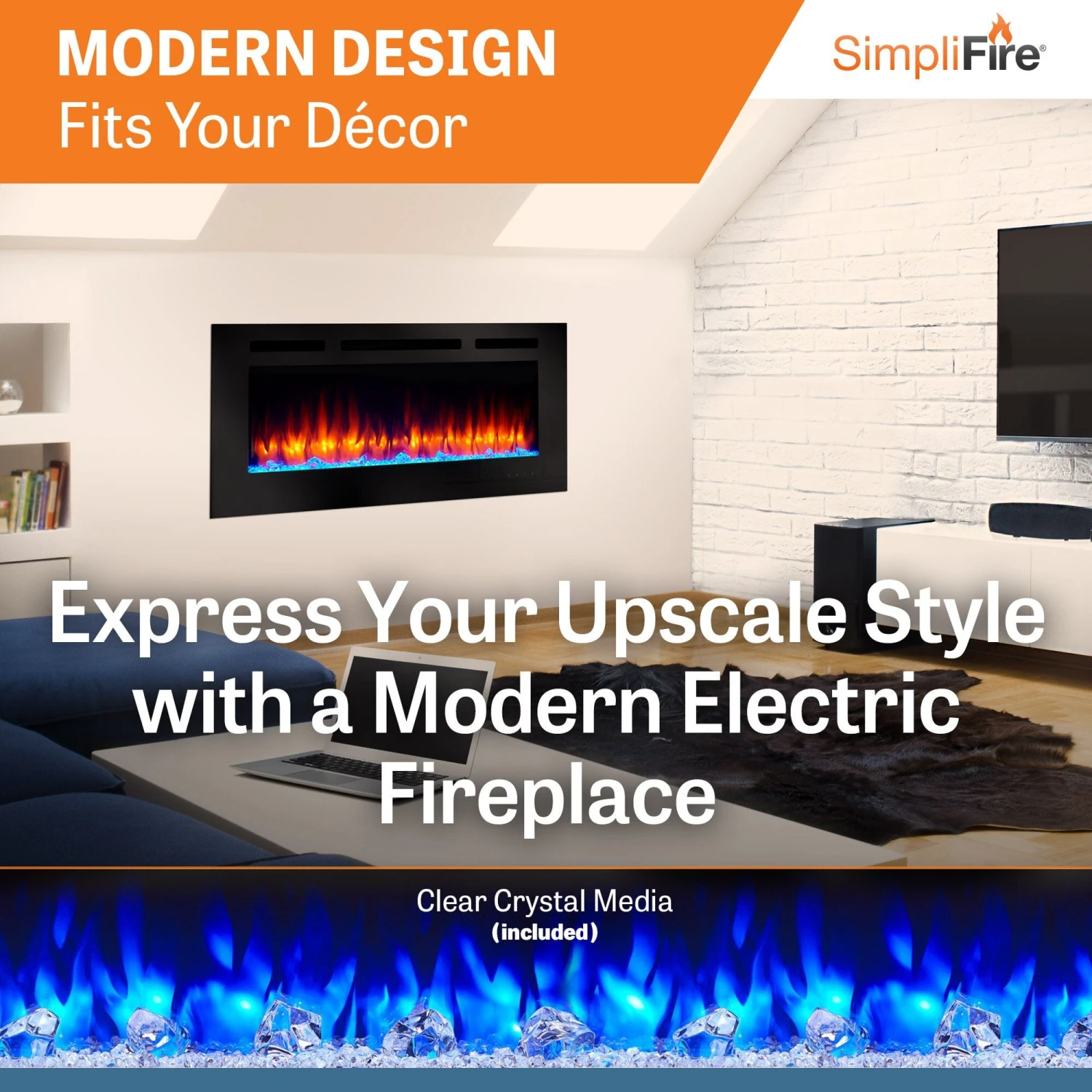 SimpliFire 48-in Allusion Wall Mount Electric Fireplace - Image 4