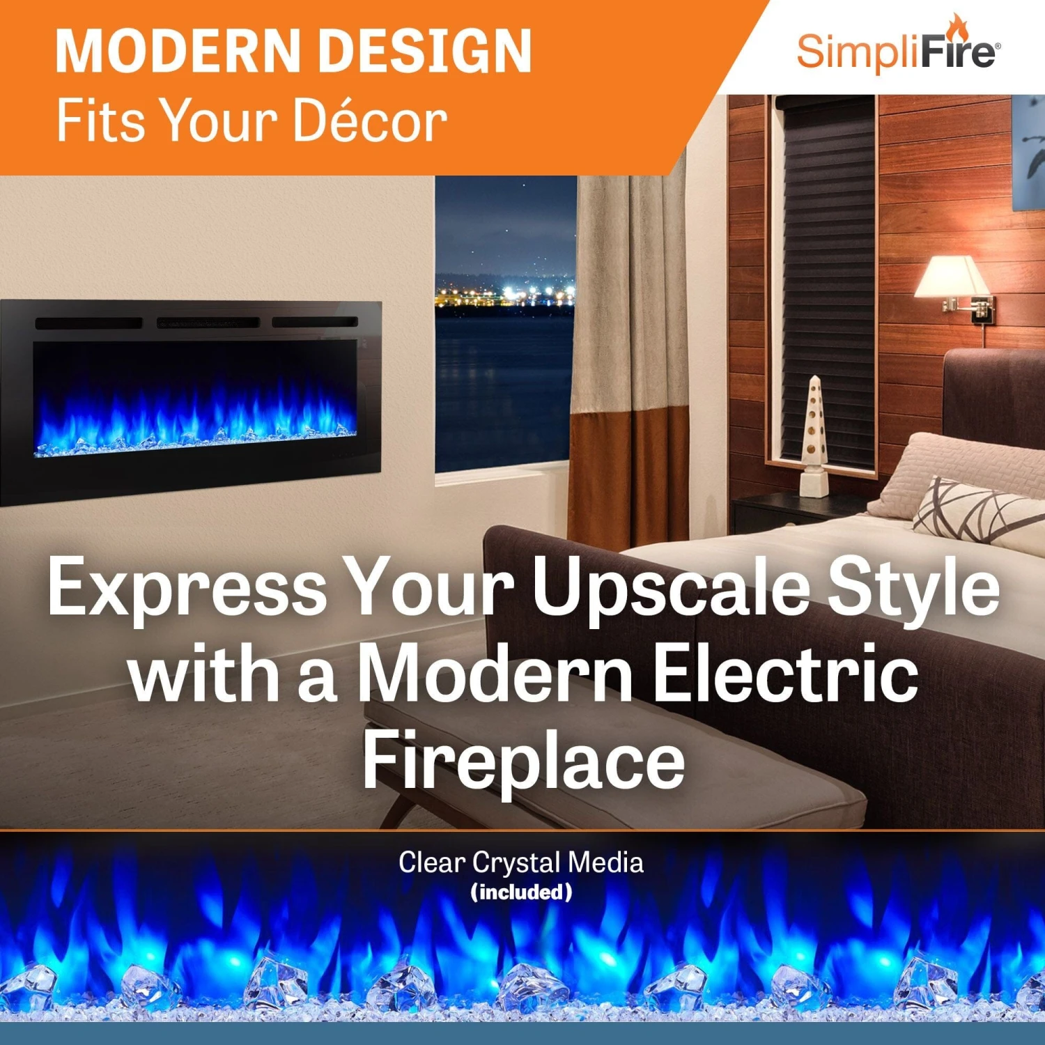 SimpliFire 60-in Allusion Wall Mount Electric Fireplace - Image 4