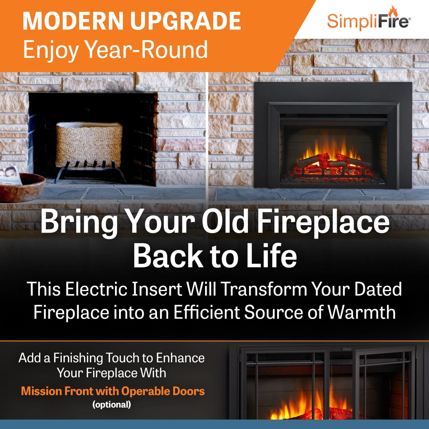 SimpliFire 35-In Electric Fireplace Insert - Image 3
