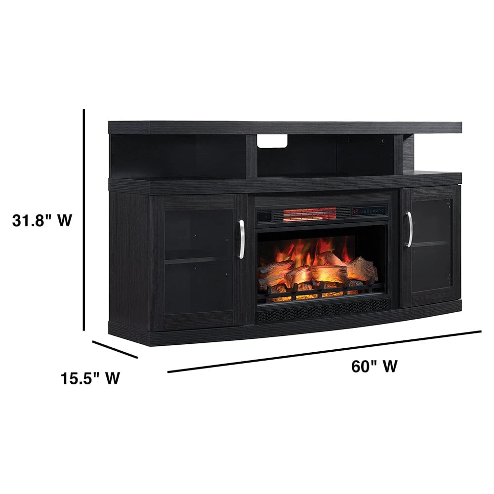 Cantilever Infrared Electric Fireplace TV Stand In Embossed Oak - Image 2