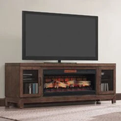 Berkeley 76-In Infrared Electric Fireplace TV Stand In Spanish Gray