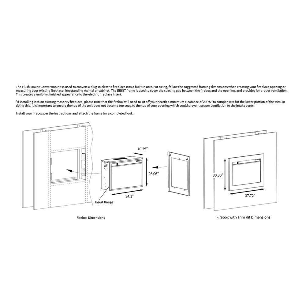 ClassicFlame 33-Inch Electrical Fireplace Flush Mount Conversion Kit - Image 8