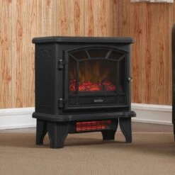 Duraflame 550 Black Infrared Freestanding Electric Fireplace Stove With Remote Control